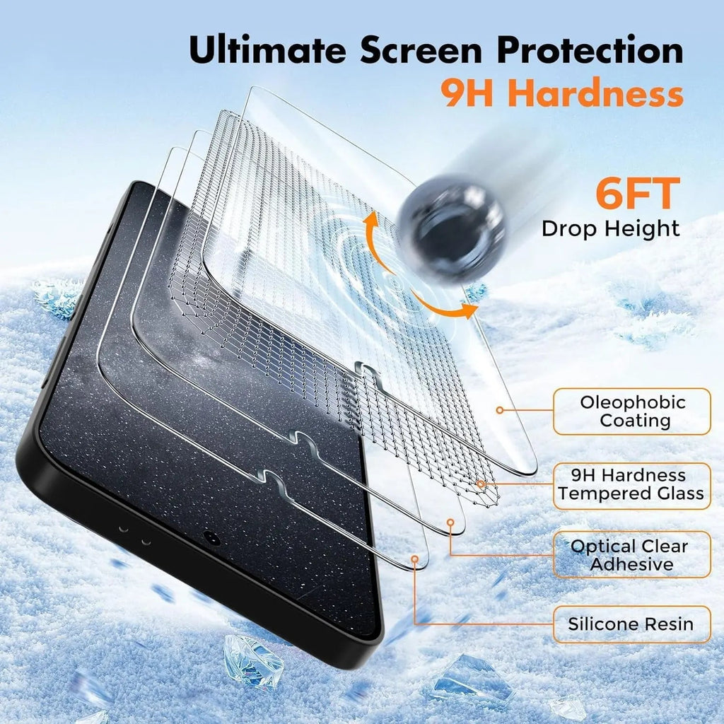 Entronix Clear Screen Protector Compatible with Galaxy A55 - 3-Piece Combo